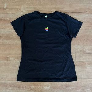 Apple Rainbow Logo Women’s Black T-Shirt